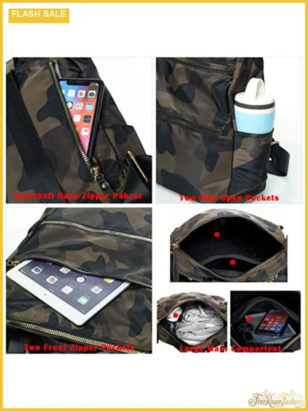 Women's Nylon Anti-Theft Backpack Purse 3-in-1 Travel Daypack